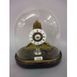 Small French brass skeleton clock with alarm,