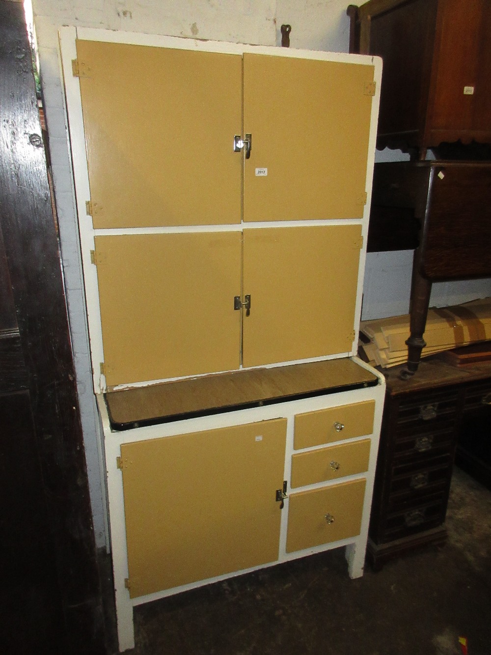 Mid 20th Century painted wooden kitchen cabinet