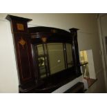 Edwardian mahogany and inlaid overmantel mirror