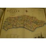 Robert Morden, an unframed hand coloured map of Sussex, together with a Greenwood map of Sussex,