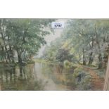 Albert Houghton, pair of framed watercolours, views on the river Wey,