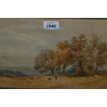 Set of five gilt framed early 20th Century watercolours, various landscapes including buildings,