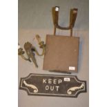 Cast iron ' Keep Out ' sign,