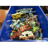 Bag containing a large quantity of various die-cast model vehicles (playworn)