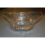 19th Century Continental silver oval bread basket of shaped pierced design