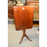 Small 19th Century rectangular mahogany tilt-top table on turned column and tripod support