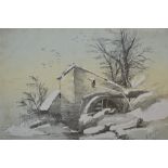 Folder containing a collection of various unframed pencil drawings,