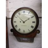 Regency mahogany and cut brass inlaid circular drop-dial wall clock,