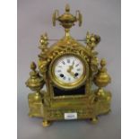 Gilt brass two train mantel clock (1860 / 1870), the white dial signed S.