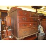 18th Century oak chest of two short and three long graduated drawers with brass handles and bracket