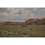 Lionel Edwards, signed coloured print, hunting scene,