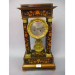 19th Century French rosewood portico clock, the movement stamped Douillon,