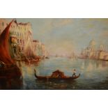 Large oil on canvas, view of the Grand Canal, Venice, unsigned, 25ins x 43ins,