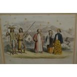 Small 19th Century coloured engraving, natives of Borneo, after Huttala,