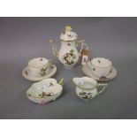20th Century Herend porcelain coffee service for two painted with insects CONDITION