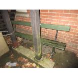 19th Century cast iron garden bench with plank back and seat,