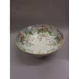 Large 19th Century pottery circular pedestal bowl decorated with ' Florida ' pattern, 15.