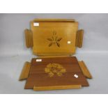 Two Art Deco marquetry inlaid trays