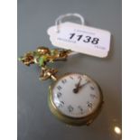19th Century French gold cased enamel decorated fob watch,