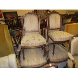 Set of four (two plus two) 19th Century French beechwood drawing room chairs (for re-upholstery)