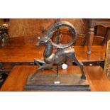 20th Century table lamp base in Art Deco style in the form of a bronzed figure of an antelope and a