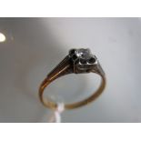 18ct Yellow gold and platinum diamond solitaire ring