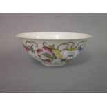 Chinese Republic Period bowl decorated with stylised flowers in famille rose pallette,