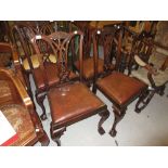 Small good quality early 20th Century mahogany dining room suite comprising: set of four