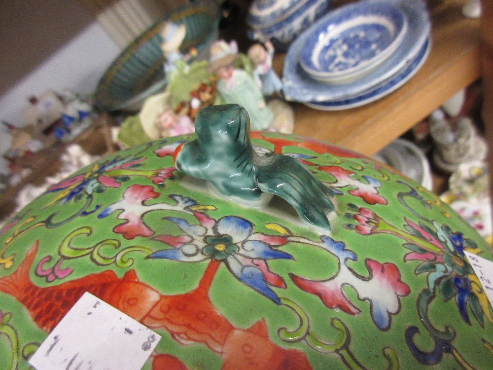 Oriental hard paste porcelain figure of a seated Buddha having floral enamel decoration on a wooden - Image 10 of 16