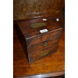 19th Century mahogany and brass table top apothecary cabinet with later contents and small antique
