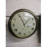 George III mahogany circular dial clock, the painted convex dial with Roman numerals,