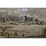 Three framed black and white engravings, American Civil War scenes,
