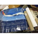 Quantity of unframed aircraft posters and calendars