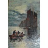 Pair of early 20th Century oils on panel, maritime scenes, (one unframed), 7.25ins x 4.
