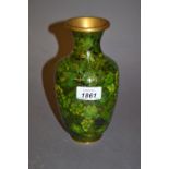 20th Century cloisonne vase decorated in green with flowers and foliage