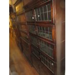 Early 20th Century oak bookcase with five pairs of leaded glass doors