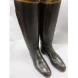 Pair of early 20th Century brown leather riding boots with trees