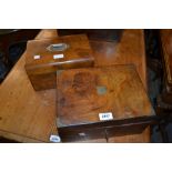 19th Century walnut fold-over writing slope together with a 19th Century walnut dome top work box
