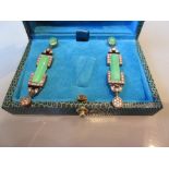 Pair of jade and diamond set drop earrings CONDITION REPORT Of recent manufacture.