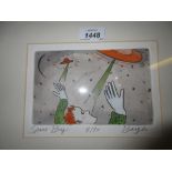 Peter Barger, artist signed Limited Edition etching, ' Space Boy ', 4ins x 6.