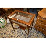 Edwardian mahogany satinwood crossbanded and line inlaid bijouterie cabinet with a hinged top