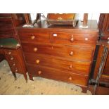 Early 19th Century mahogany straight front chest of two short and three long drawers with knob