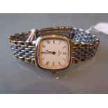 Ladies gold plated and steel Omega Deville wristwatch with original strap and buckle