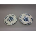 Lowestoft blue and white pine cone plate, 10ins diameter,