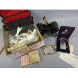 Pair of leather cased binoculars, collection of various lighters,