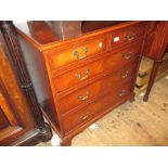 Reproduction mahogany line inlaid chest of two short over three long graduated drawers with brass