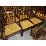 Set of three George III mahogany side chairs together with a George III rail back side chair and a