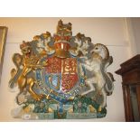 Painted and moulded fibreglass Royal coat of arms,