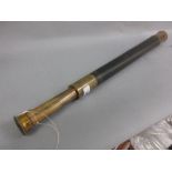 19th Century brass and leather bound two drawer telescope, signed Wilson and Gillie,