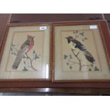 Pair of late 19th / early 20th Century feather collage pictures of birds